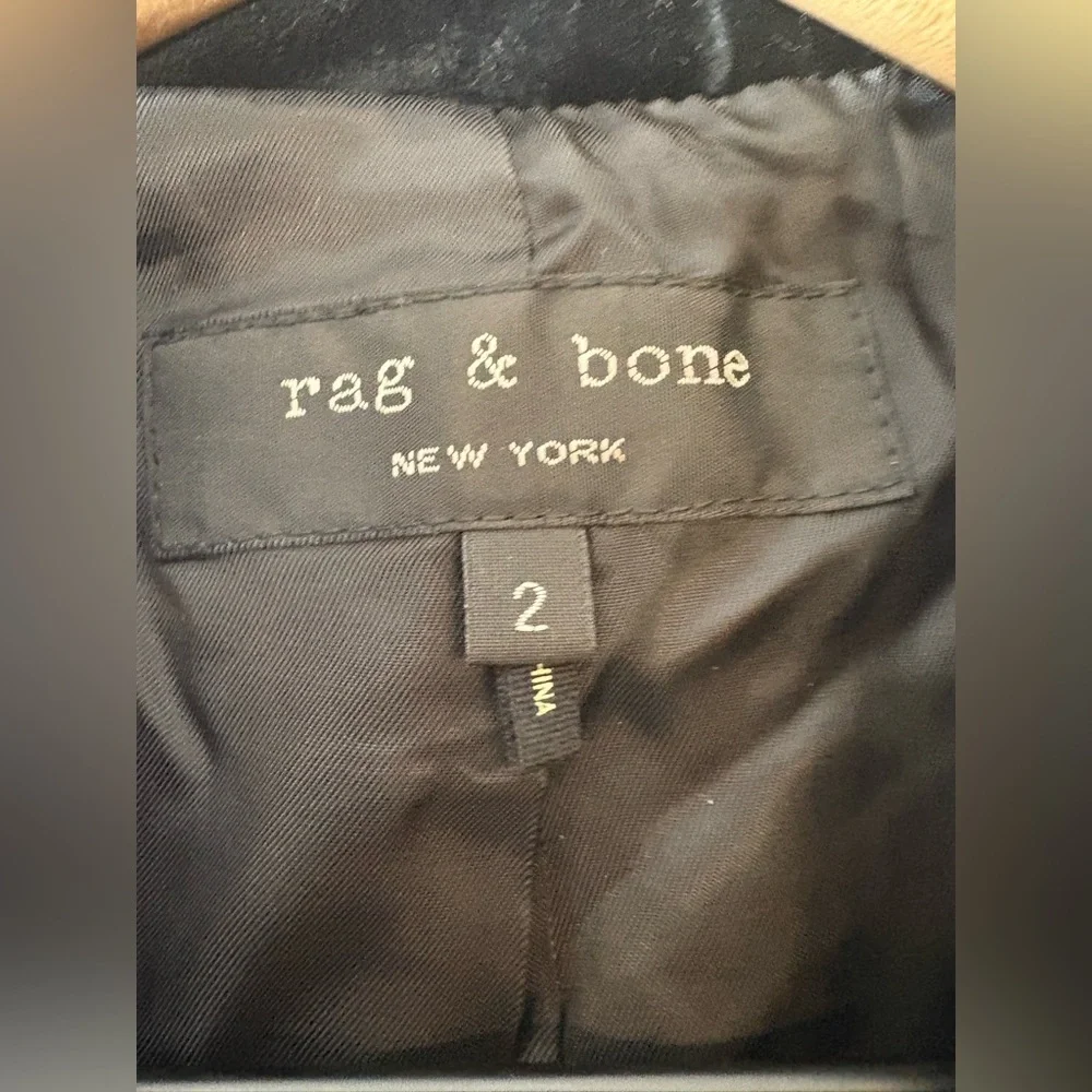 Rag & Bone Margot Velvet Blazer Size 2 Black Velvet Single Button Jacket! New